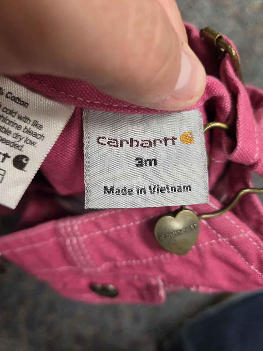 Carhartt Pink Floral Toddler Overalls with Heart Hardware
